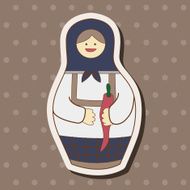 Matryoshka Russian traditional wooden doll vector pattern el N240