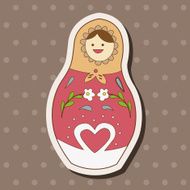 Matryoshka Russian traditional wooden doll vector pattern el N241