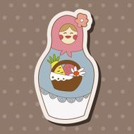 Matryoshka Russian traditional wooden doll vector pattern el N242