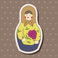 Matryoshka Russian traditional wooden doll vector pattern el N243