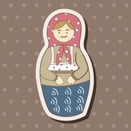 Matryoshka Russian traditional wooden doll vector pattern el N244
