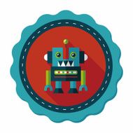 vintage robot flat icon with long shadow eps 10 N19