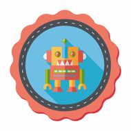 vintage robot flat icon with long shadow eps 10 N20
