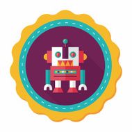 vintage robot flat icon with long shadow eps 10 N21