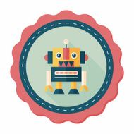 vintage robot flat icon with long shadow eps 10 N22