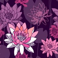 Beautiful seamless pattern with water lilies