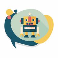 vintage robot flat icon with long shadow eps 10 N24