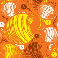 Seamless pattern with striped snails and flowers