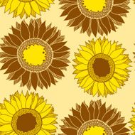 Seamless pattern with gold sunflowers