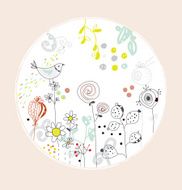 Greeting card with flowers bird N2