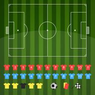 Football field and football icons for strategy