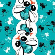 Seamless pattern with funny flies