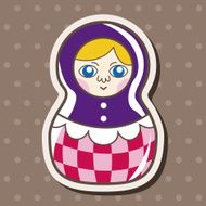 Matryoshka Russian traditional wooden doll vector pattern el N245