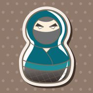 Matryoshka Russian traditional wooden doll vector pattern el N246
