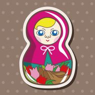 Matryoshka Russian traditional wooden doll vector pattern el N247