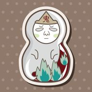 Matryoshka Russian traditional wooden doll vector pattern el N248