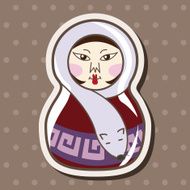 Matryoshka Russian traditional wooden doll vector pattern el N249