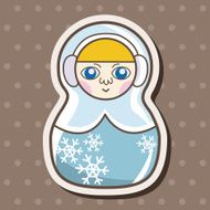 Matryoshka Russian traditional wooden doll vector pattern el N250