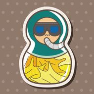 Matryoshka Russian traditional wooden doll vector pattern el N251