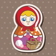 Matryoshka Russian traditional wooden doll vector pattern el N254