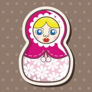 Matryoshka Russian traditional wooden doll vector pattern el N256