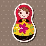 Matryoshka Russian traditional wooden doll vector pattern el N257