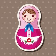 Matryoshka Russian traditional wooden doll vector pattern el N258