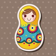 Matryoshka Russian traditional wooden doll vector pattern el N259