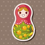 Matryoshka Russian traditional wooden doll vector pattern el N260