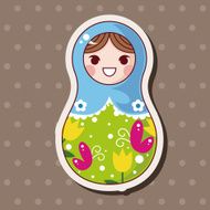 Matryoshka Russian traditional wooden doll vector pattern el N261