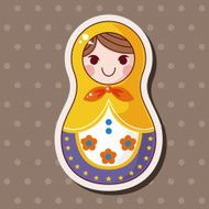Matryoshka Russian traditional wooden doll vector pattern el N262