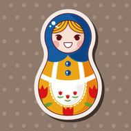 Matryoshka Russian traditional wooden doll vector pattern el N263