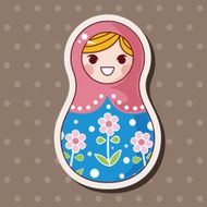 Matryoshka Russian traditional wooden doll vector pattern el N264
