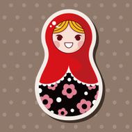 Matryoshka Russian traditional wooden doll vector pattern el N265