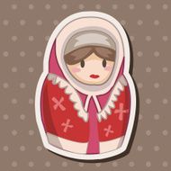 Matryoshka Russian traditional wooden doll vector pattern el N266
