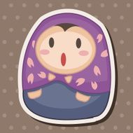 Matryoshka Russian traditional wooden doll vector pattern el N267