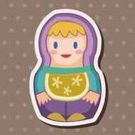 Matryoshka Russian traditional wooden doll vector pattern el N271