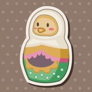 Matryoshka Russian traditional wooden doll vector pattern el N272