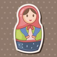 Matryoshka Russian traditional wooden doll vector pattern el N273