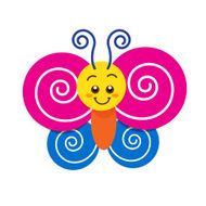 Smile Happy colorful butterfly on the white background