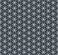 monochrome hexagonal floral pattern of overlapping circles