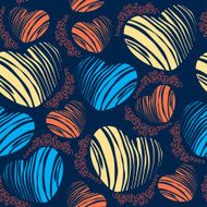 Seamless pattern with striped hearts and curls
