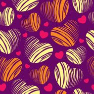 Seamless pattern with decorative striped hearts