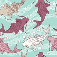 seamless pattern with chinese carps