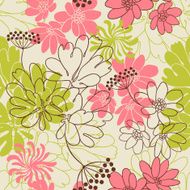 Vector background with hand drawn flowers (Seamless Pattern) N9