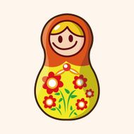 Matryoshka Russian traditional wooden doll vector pattern el N274