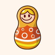 Matryoshka Russian traditional wooden doll vector pattern el N275