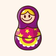 Matryoshka Russian traditional wooden doll vector pattern el N276