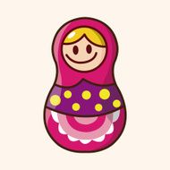 Matryoshka Russian traditional wooden doll vector pattern el N277