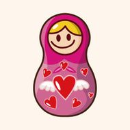 Matryoshka Russian traditional wooden doll vector pattern el N278